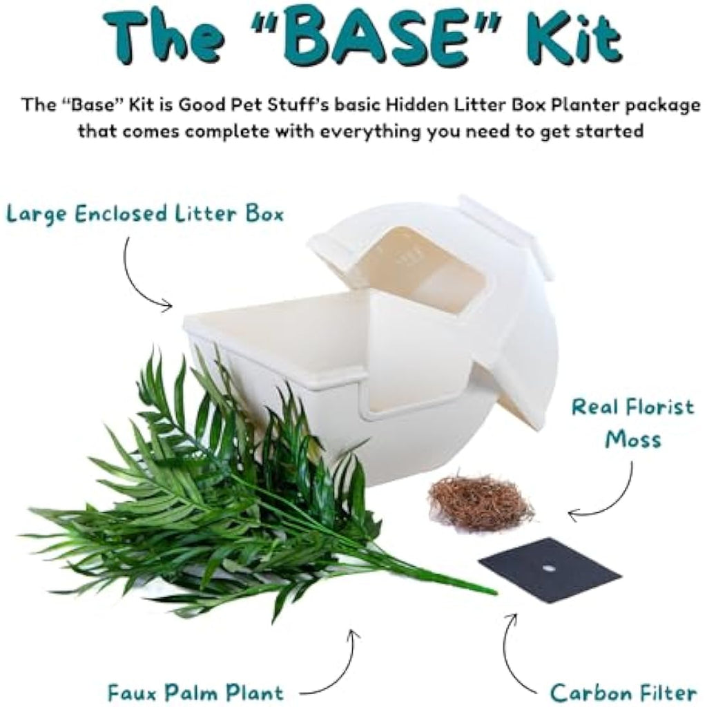 Good Pet Stuff Hidden Litter Box Planter – Enclosed Square White Birch