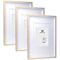 YiPinYin A3 Two-Tone Wooden Picture Frames - Set of 3 with Double Mounts
