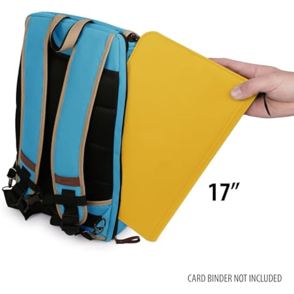 ENHANCE Trading Card Backpack – TCG Deck Box & Playmat Storage (Blue)