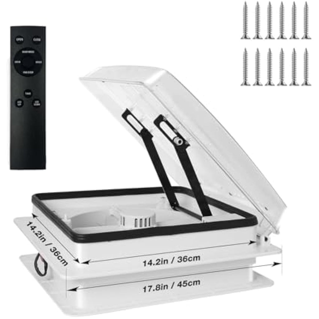 Jolof 14" RV Roof Vent Fan with Rain Sensor, Remote & Brushless Motor