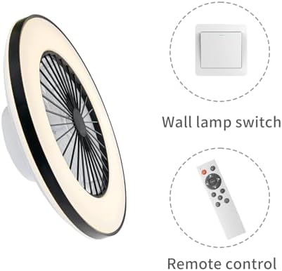 BKZO Modern LED Ceiling Fan with Light | Dimmable 24-Speed Black 50CM