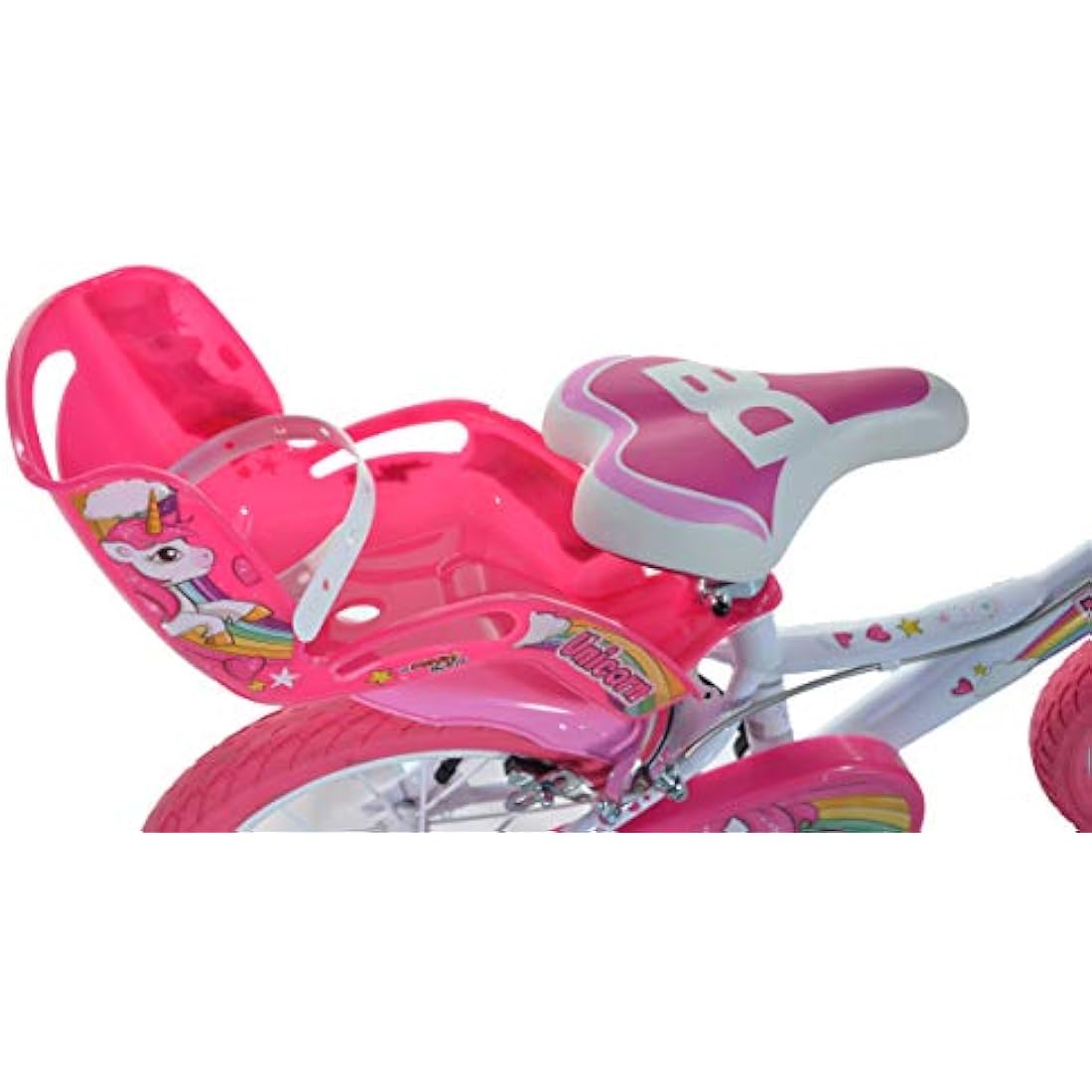 Dino Bikes Unicorn 16-Inch Girls Bicycle with Doll Seat and Basket