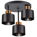 Retro Ceiling Lamp | 3-Flame Black & Copper Skandi Light