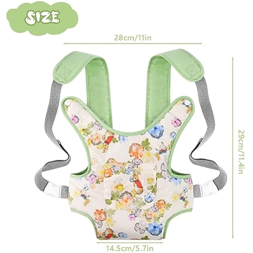 Baby Doll Carrier | Adjustable Cotton Toy Seat - Green