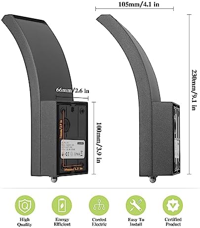 HLFVLITE Dusk to Dawn Outdoor Wall Light – LED Aluminum Porch Lamp