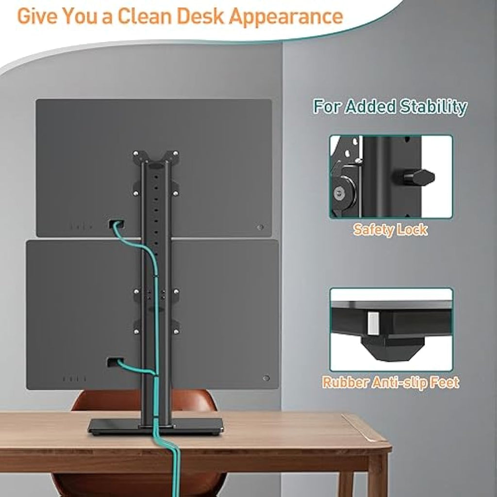 ELIVED Dual Monitor Stand – Freestanding Height Adjustable Arm for 13-32"