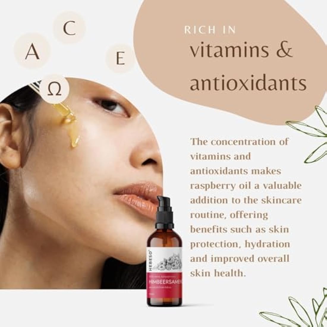 HEBESO 100% Cold-Pressed Raspberry Seed Oil – Organic Anti-Aging Face Care