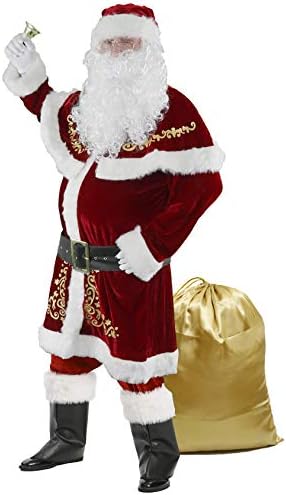 Santa Claus Costume - 12pc Deluxe Velvet Christmas Suit