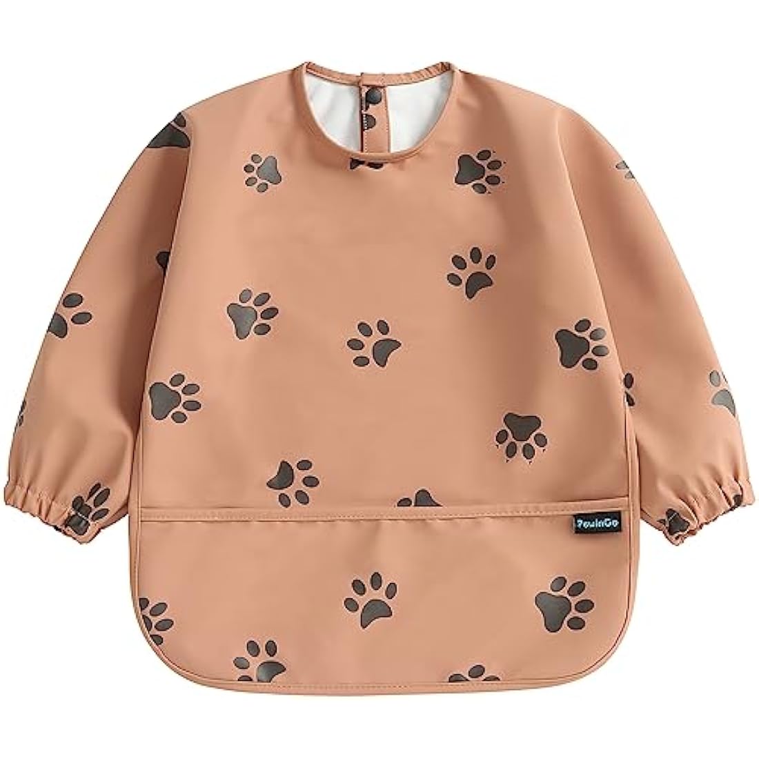 PewinGo Long Sleeve Weaning Bib | Waterproof PU Baby Coverall – Orange