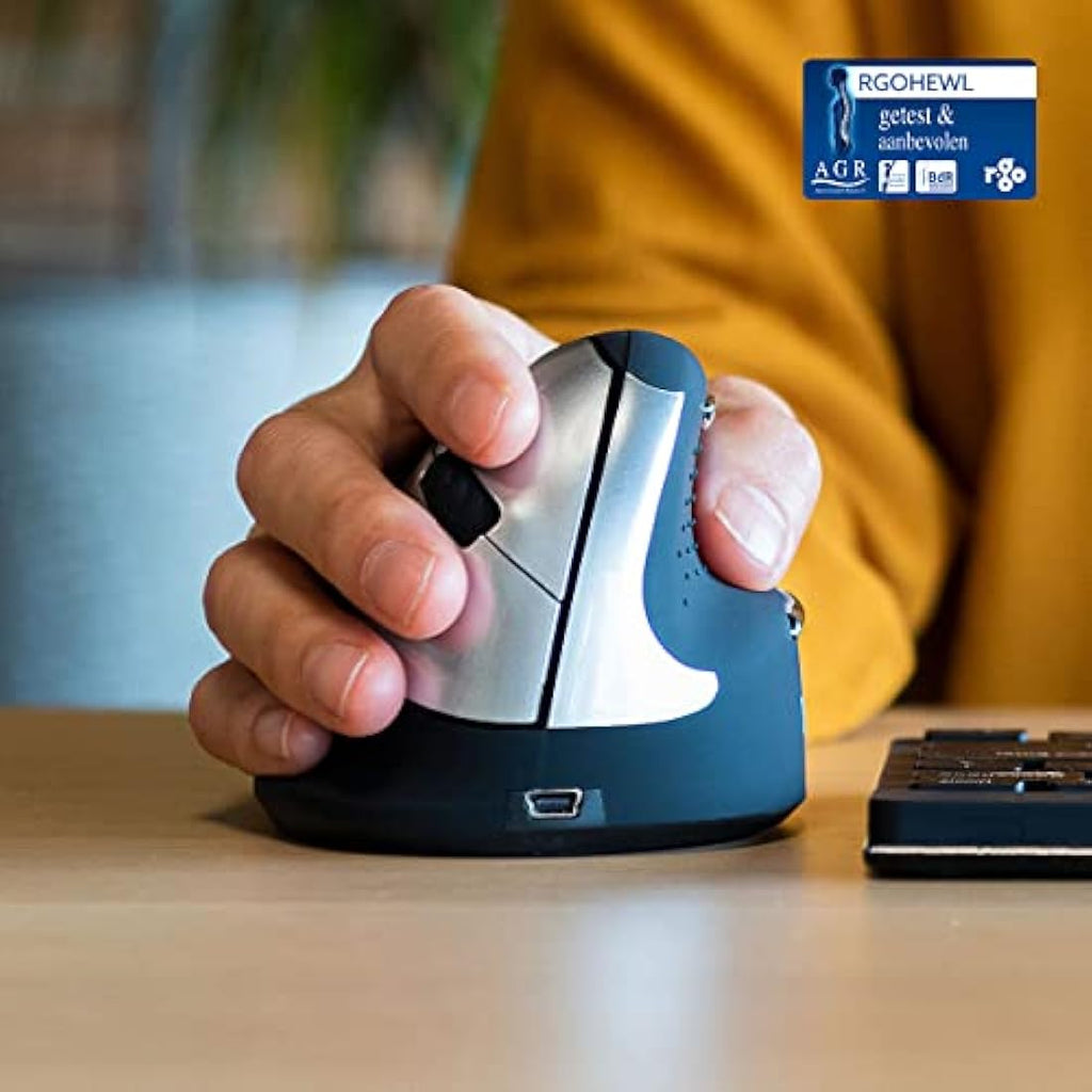R-Go HE Vertical Ergonomic Mouse | Wireless Right-Handed Mouse