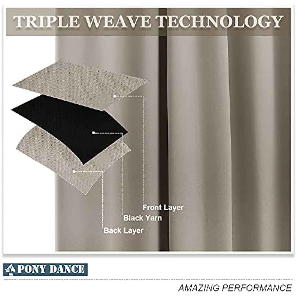 PONY DANCE Thermal Blackout Eyelet Curtains - 46x54 inch, Sand, 2 Panels
