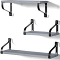 Love-KANKEI Rustic Floating Shelves – Set of 3 Wood Wall Shelves, Grey