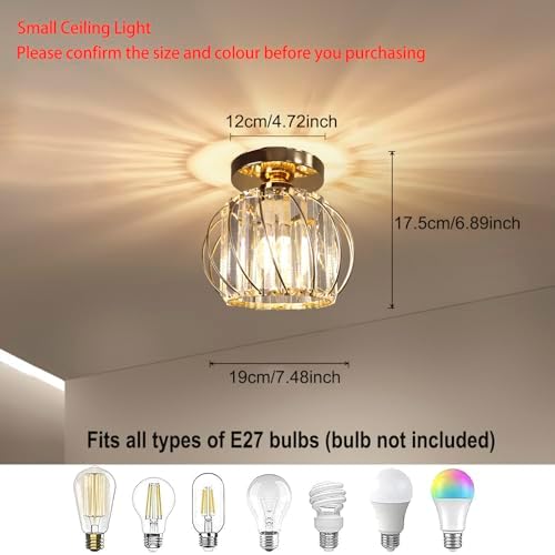Crystal Chandelier Ceiling Light – 2 Pack Gold Flush Mount