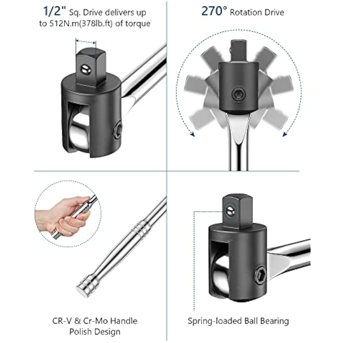 MAXPOWER 24" Breaker Bar 1/2" Drive Set with Sockets & Extension