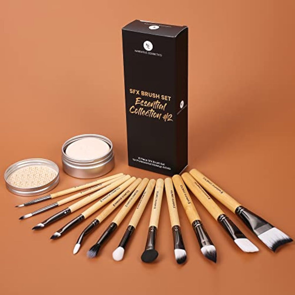Narrative Cosmetics 12-Piece SFX Makeup Brush Kit with Soap & Bag