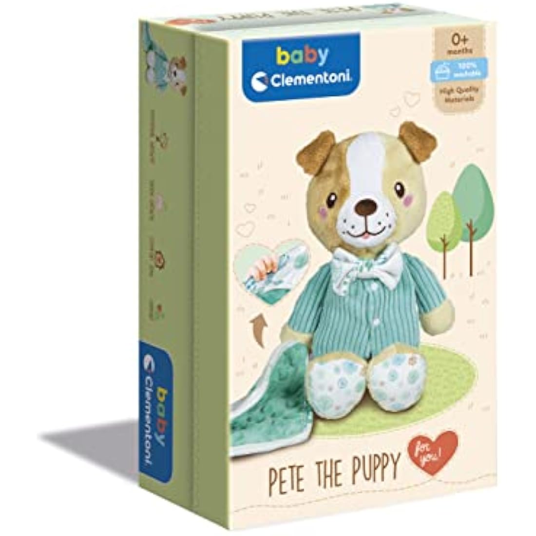 Clementoni Pete the Puppy Plush Toy with Sensory Comfort Blanket