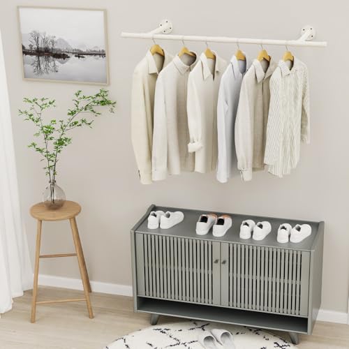 Yawinhe Industrial Wall Mount Clothes Rack – Heavy Duty Steel Rail, Set of 2