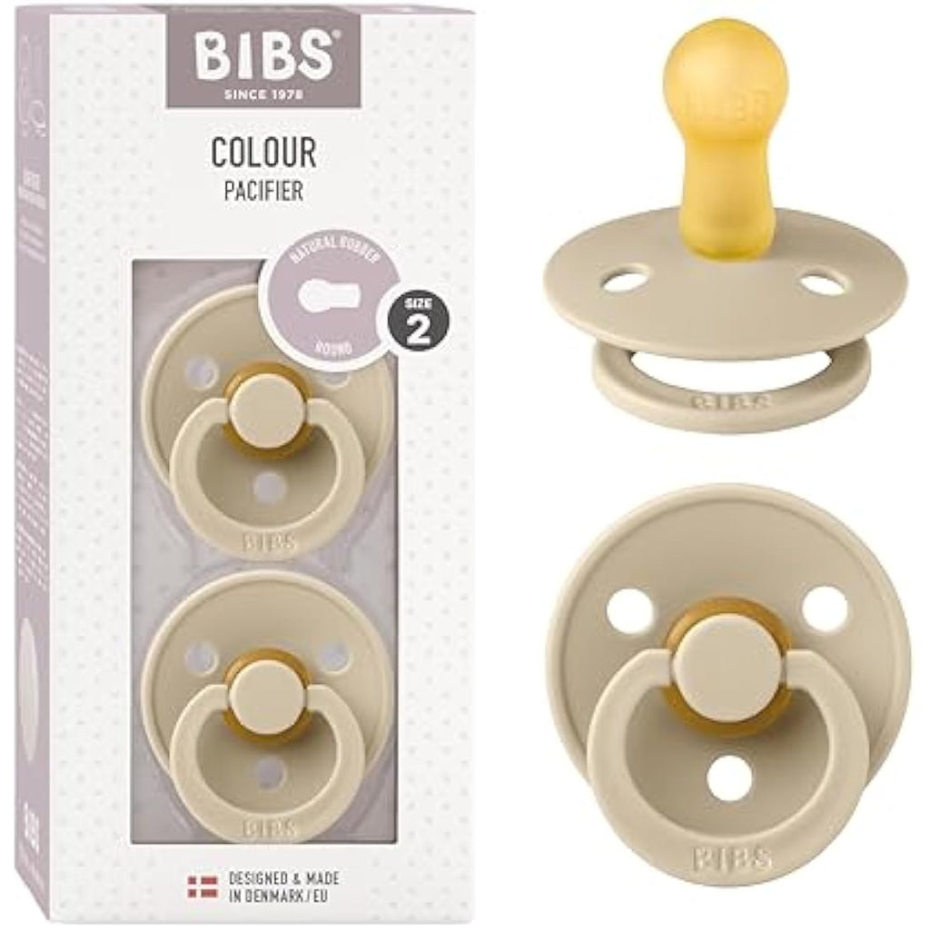 BIBS Colour Pacifier 2-Pack | Natural Rubber Latex | Size 2 Vanilla