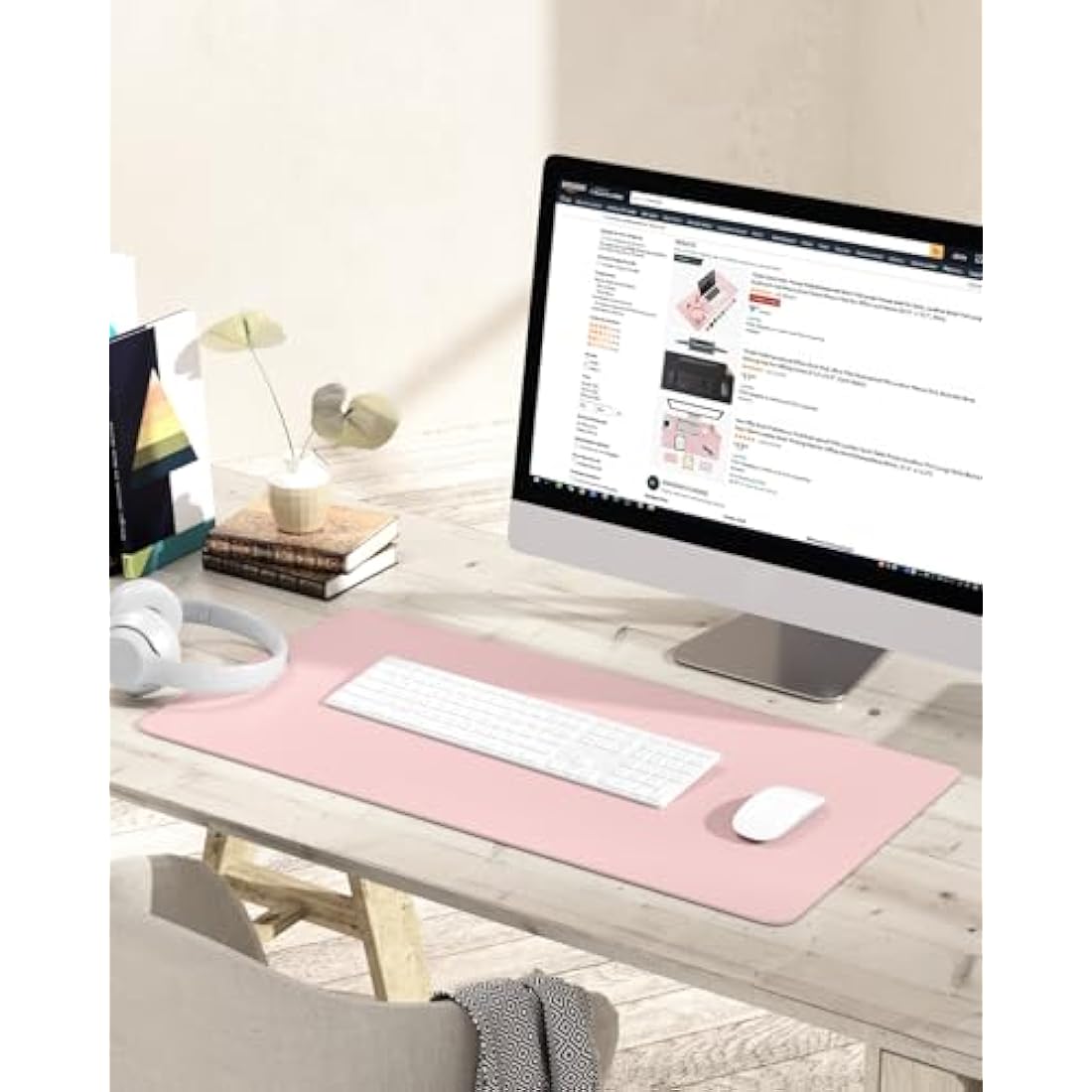 Leather Desk Pad – Waterproof Non-Slip Mouse Mat, Pink
