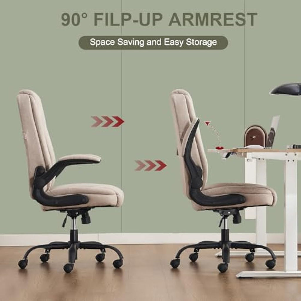 CASTLOVE Ergonomic Office Chair – High Back Fabric Desk Chair, Cream