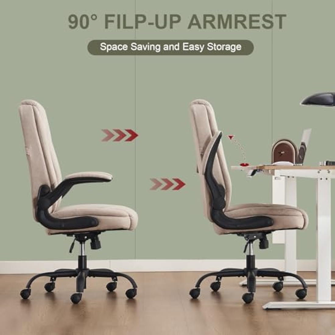 CASTLOVE Ergonomic Office Chair – High Back Fabric Desk Chair, Cream