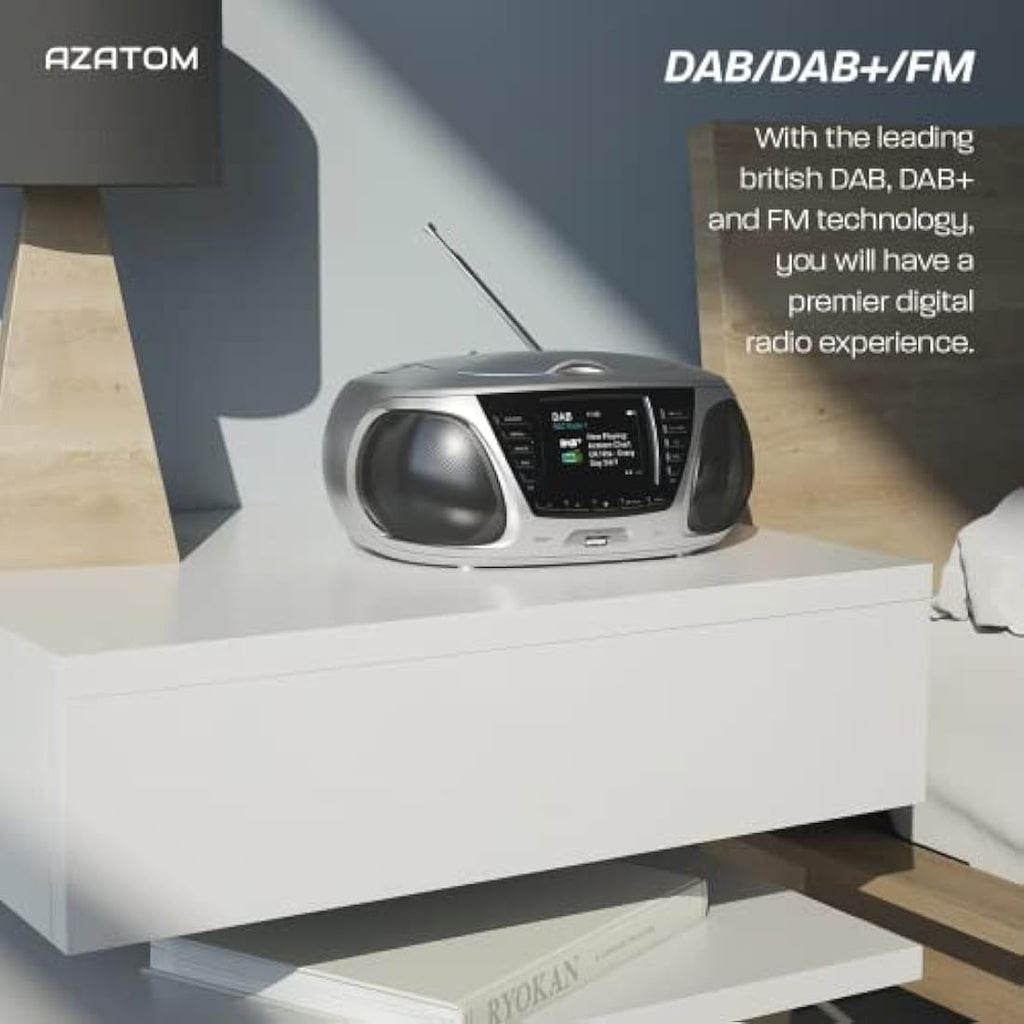 Azatom Zenith Z4 Portable CD Player with DAB+ Radio & Bluetooth – Silver