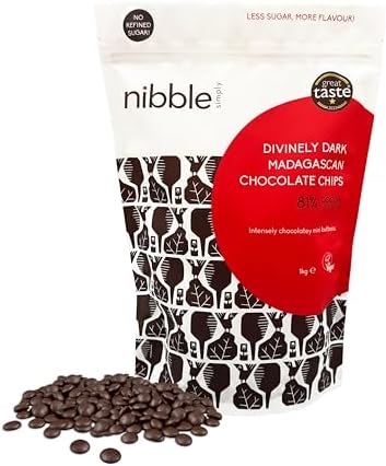 Nibble Simply 81% Dark Madagascan Chocolate Chips | Vegan & Low Sugar 1kg