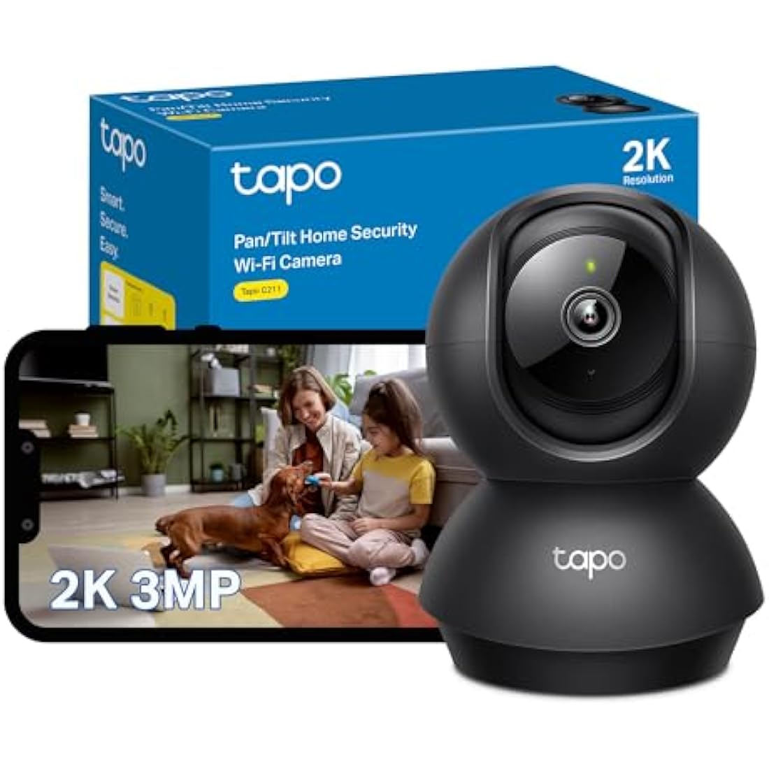 Tapo C211 2K 3MP Pan/Tilt Indoor Security Camera | 360° WiFi Baby Monitor