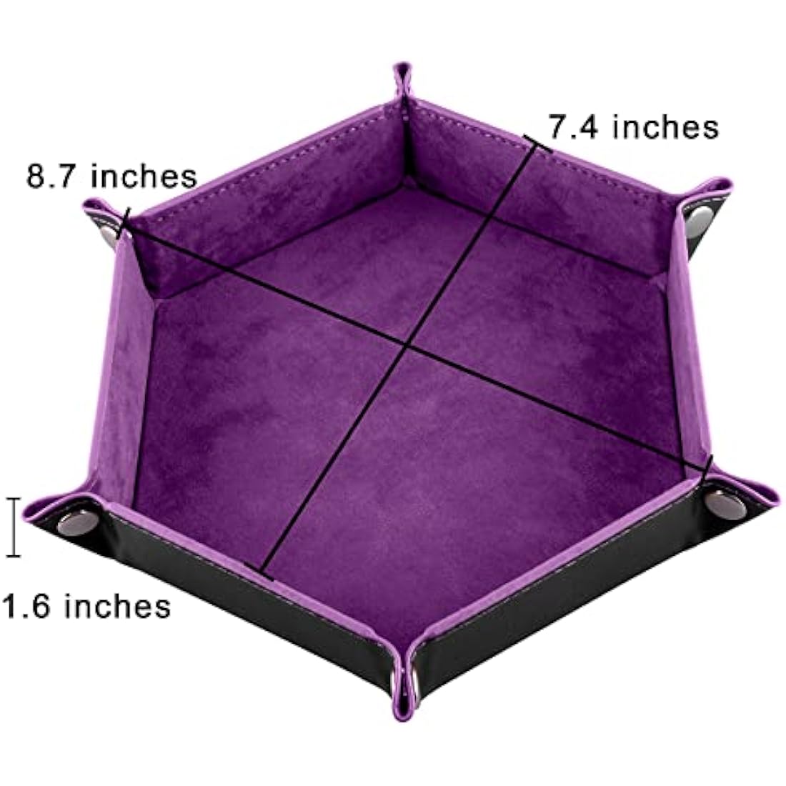 SIQUK 4-Piece Hexagon Dice Tray Set – Folding PU Leather & Velvet