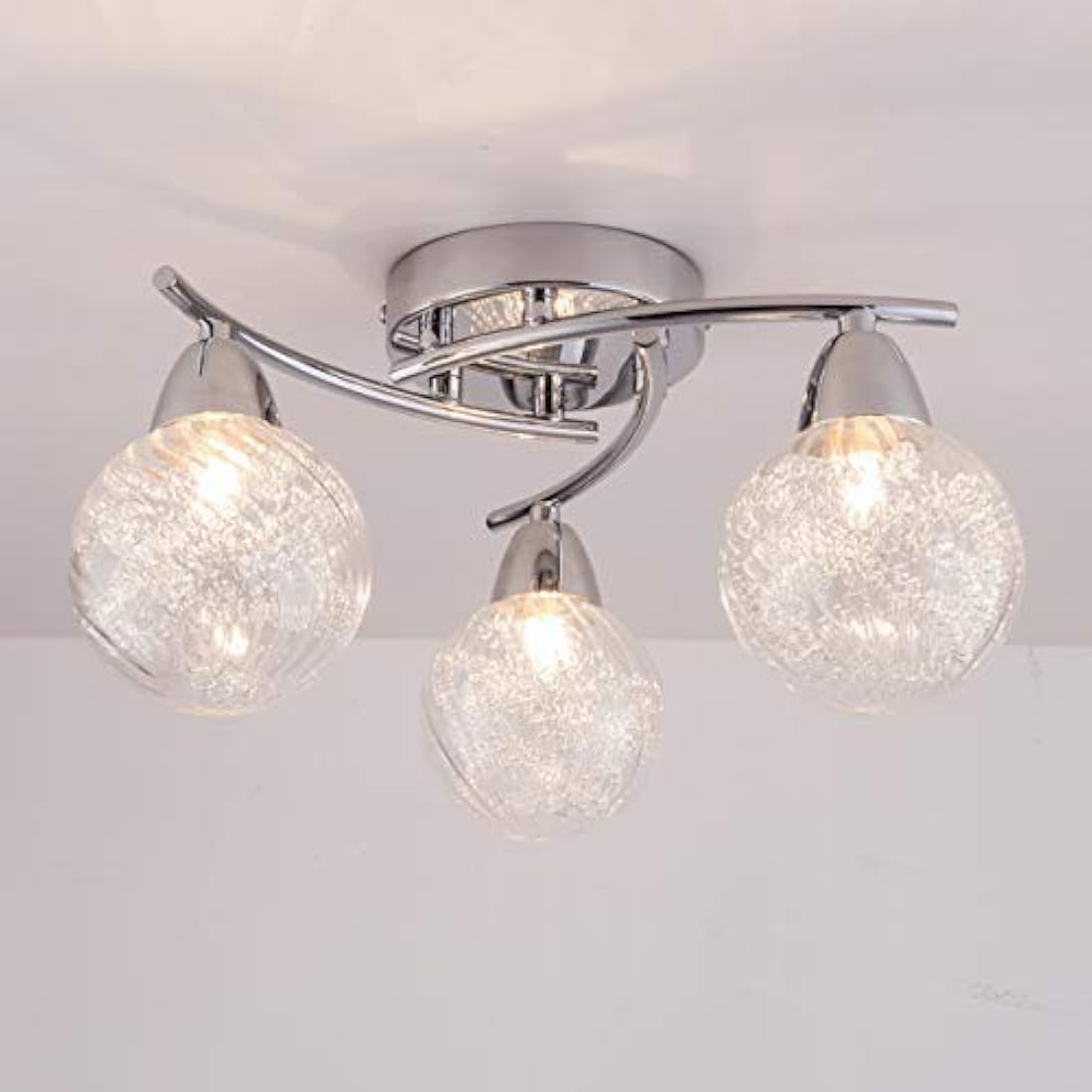 Aurolite Bolla 3-Light LED Semi Flush Ceiling Light | Chrome 4000K