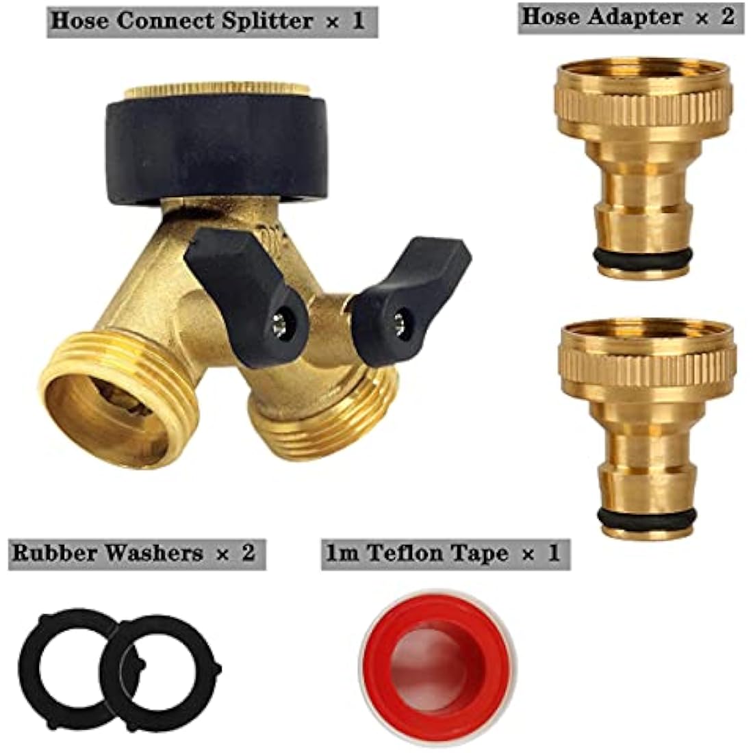 Brass 2-Way Garden Hose Splitter – Heavy Duty 3/4" Tap Connector