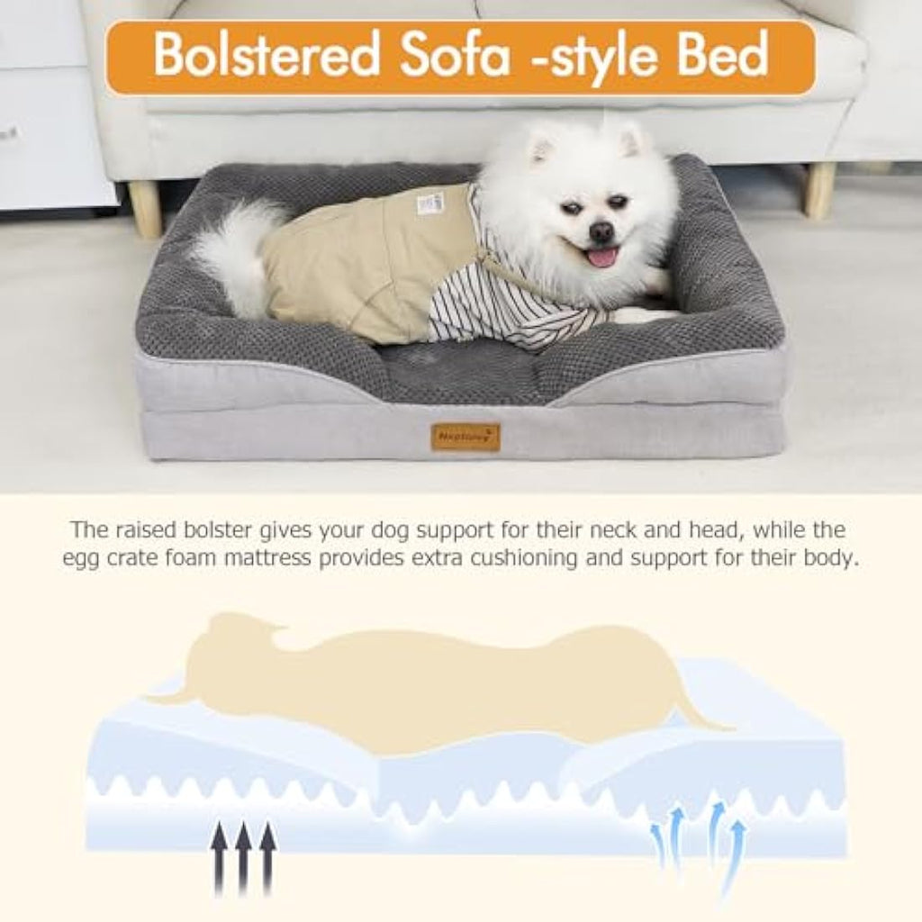 Nepfaivy Orthopedic Dog Bed – Waterproof Large Sofa Bed with Washable Cover