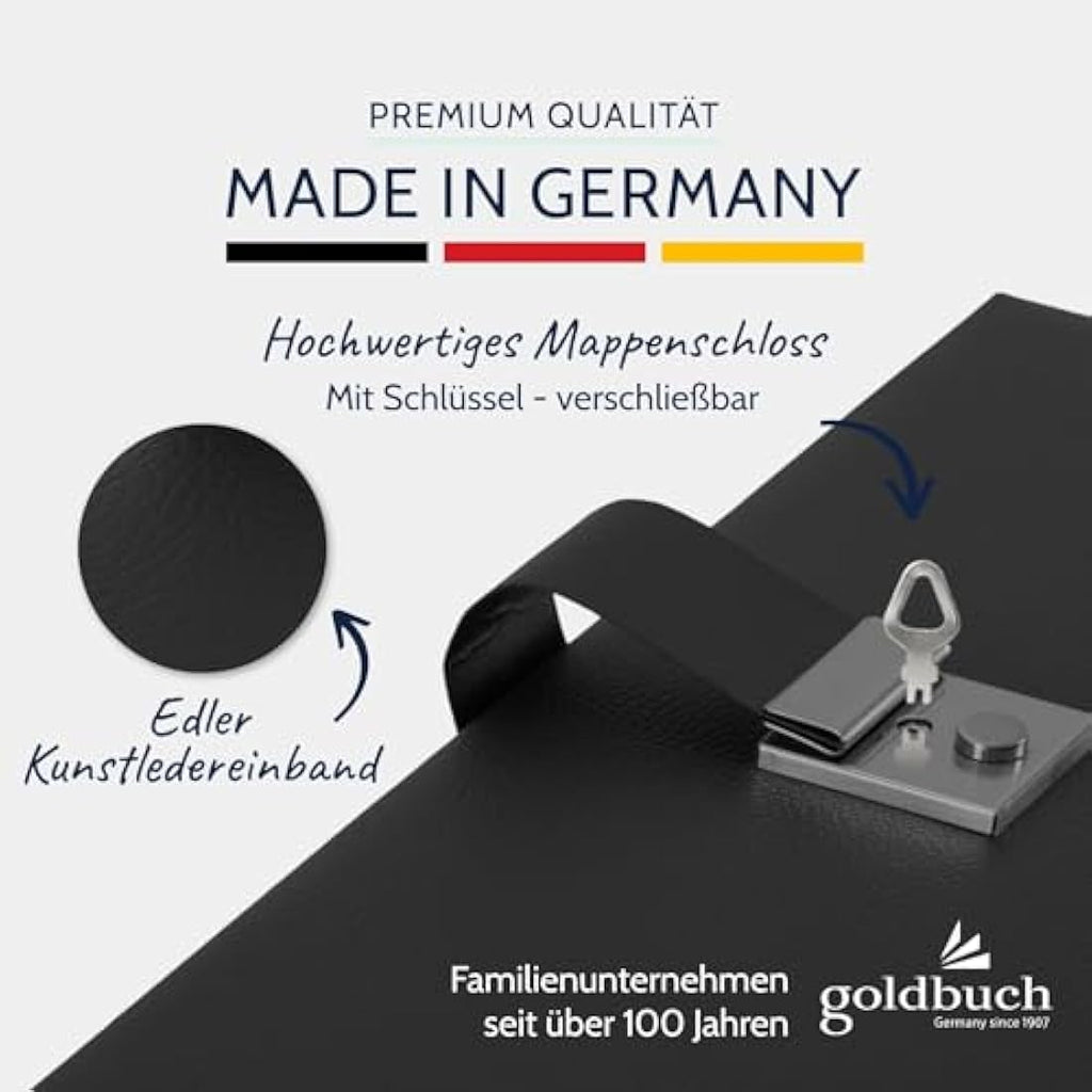 Goldbuch Bologna Document Folder – Black Faux Leather Office Portfolio