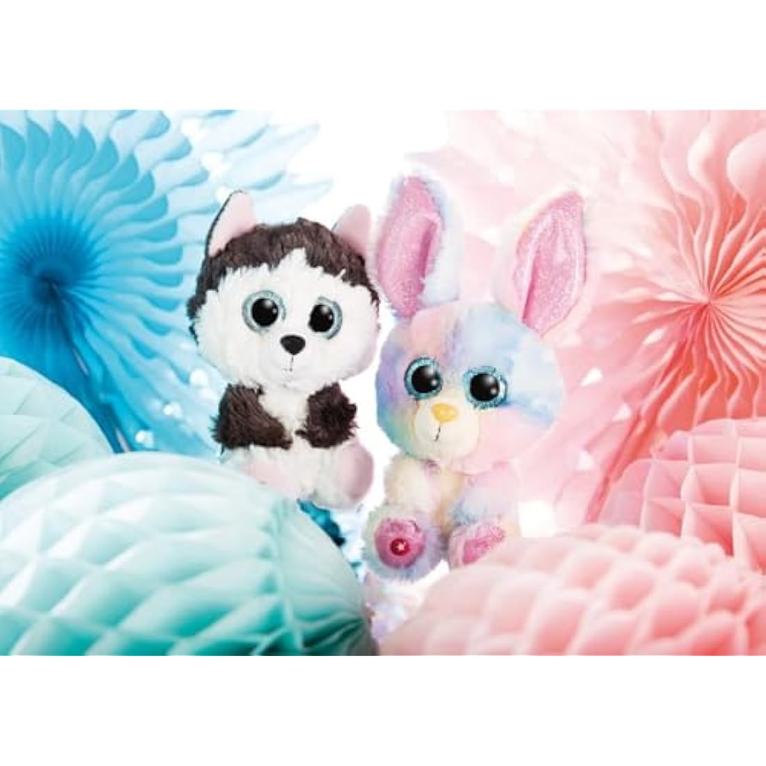 Nici Glubschis Bunny Rainbow Candy Plush - 15cm Grey Stuffed Animal