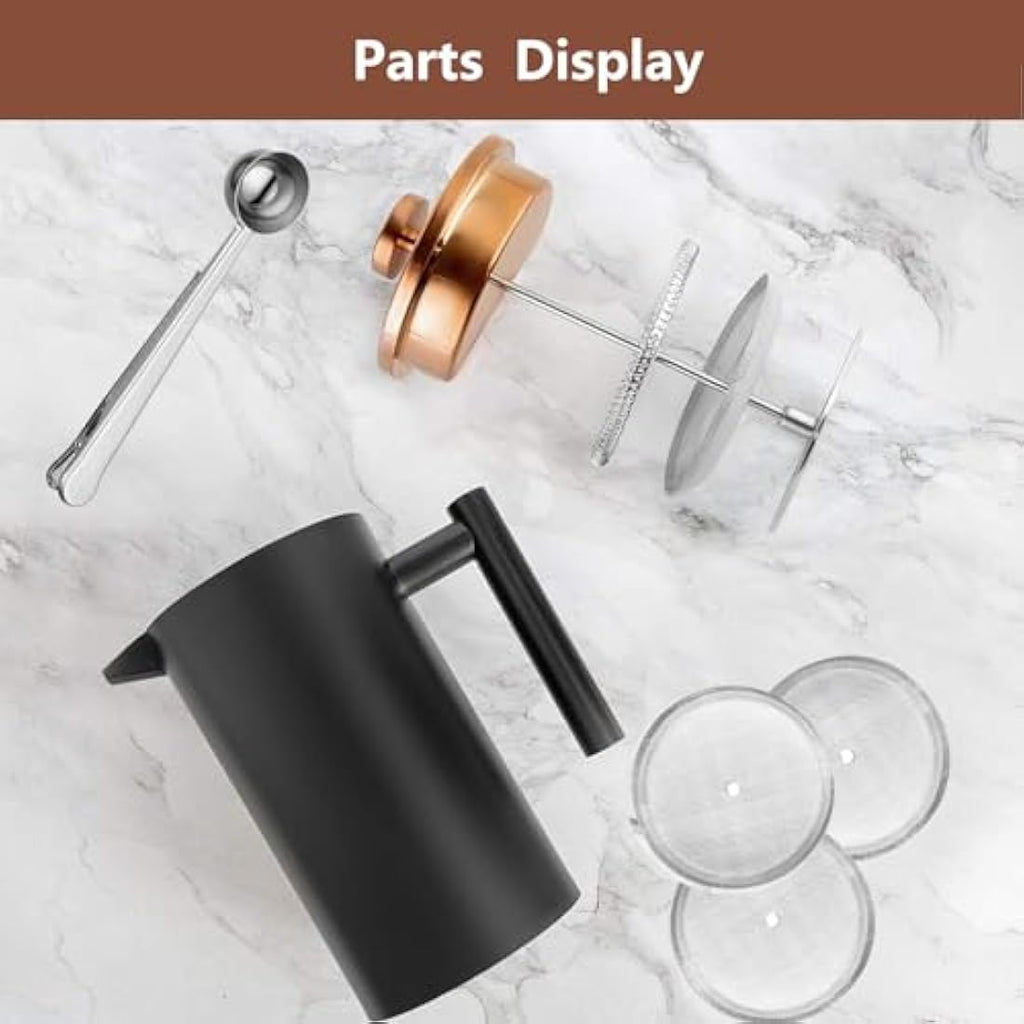 Wrobic French Press Coffee Maker – 34oz Insulated Stainless Steel Brewer