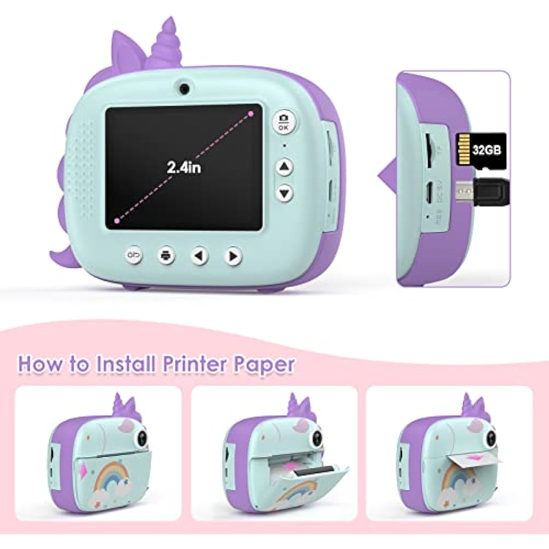 HiMont Kids Instant Print Camera | 20MP Digital Selfie Video Camera - Green