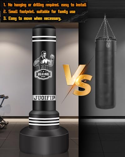 JUOIFIP 180cm Freestanding Punching Bag Set with Gloves & Electric Pump