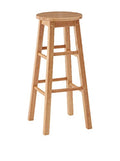 Jolof Store Tall Wooden Bar Stool – Natural Hevea Wood Kitchen Seat 74cm