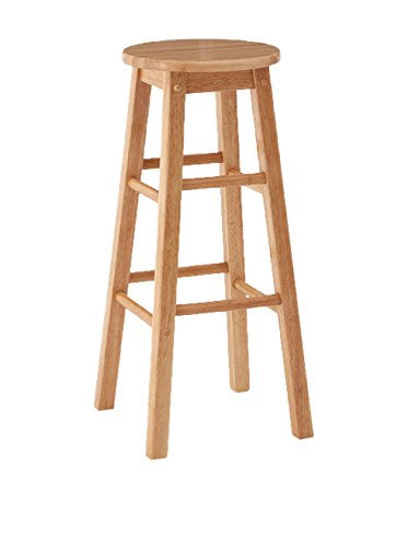 Jolof Store Tall Wooden Bar Stool – Natural Hevea Wood Kitchen Seat 74cm