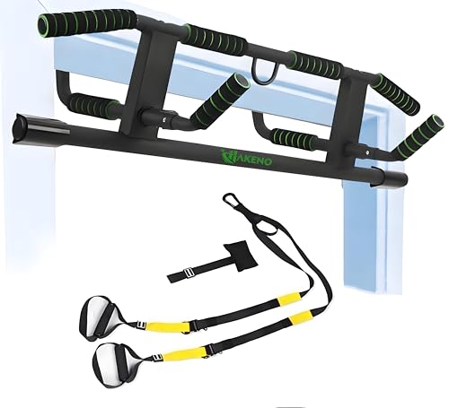 HAKENO Multi-Grip Pull Up Bar for Doorway with Suspension Straps