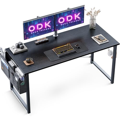 ODK Computer Writing Desk | Home Office PC Table with Storage - Black