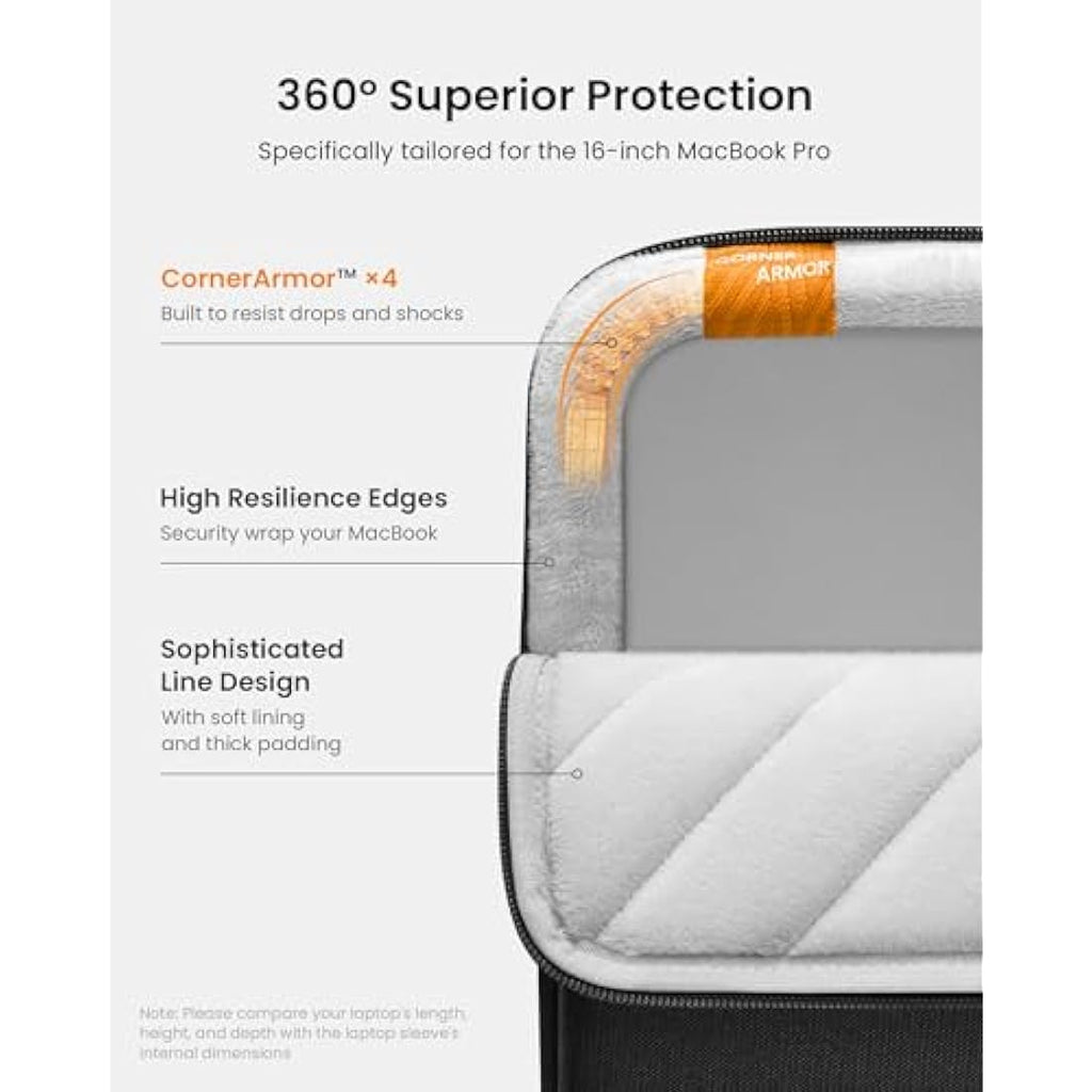 tomtoc 360 Protective Laptop Sleeve for 16-inch MacBook Pro & Dell XPS