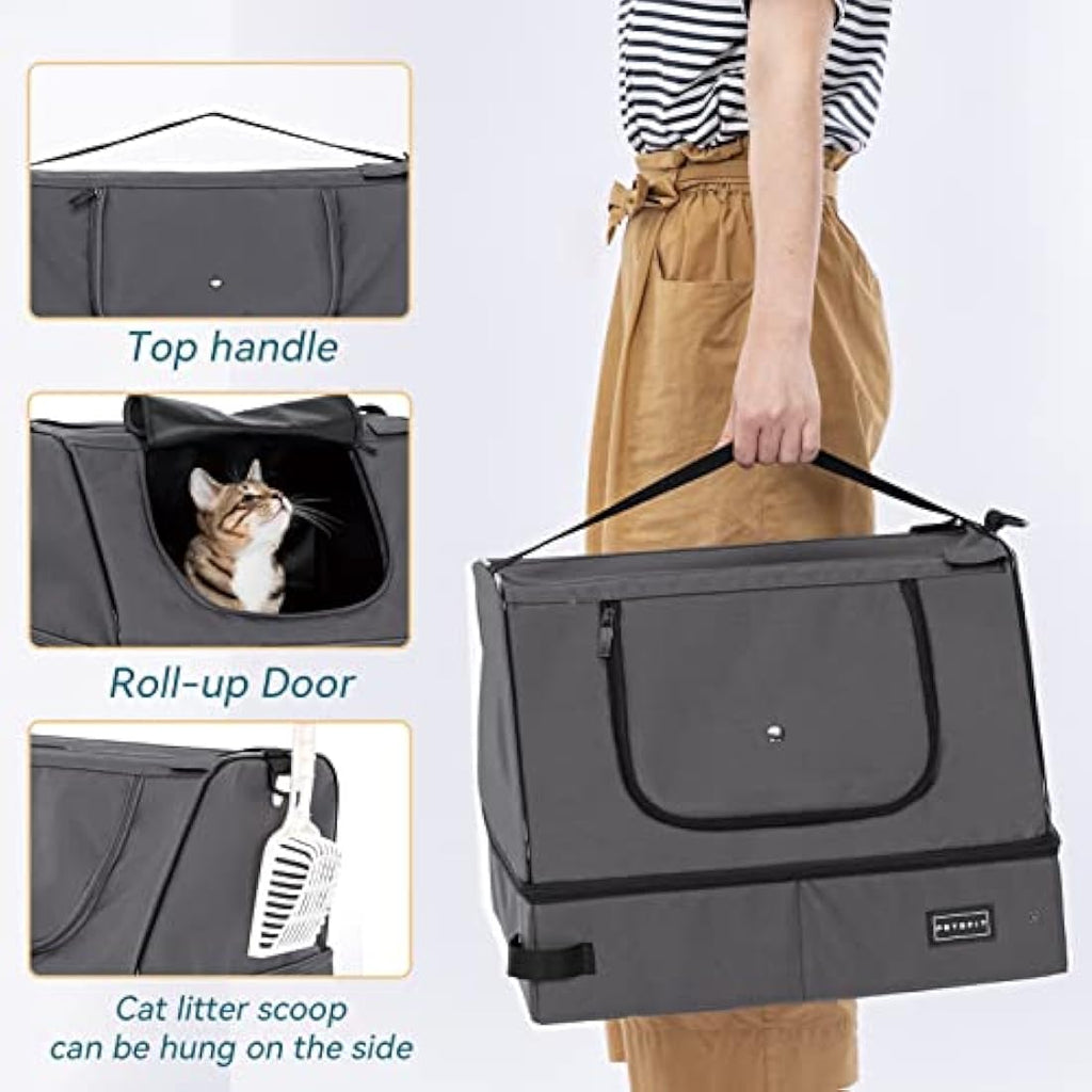 PETSFIT Portable Cat Litter Box – Leak-Proof Washable Travel Litter Box