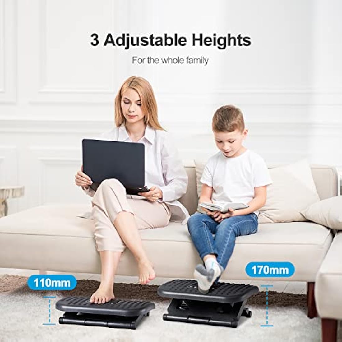 HUANUO Ergonomic Foot Rest – Adjustable Height & Massage Under Desk Stool