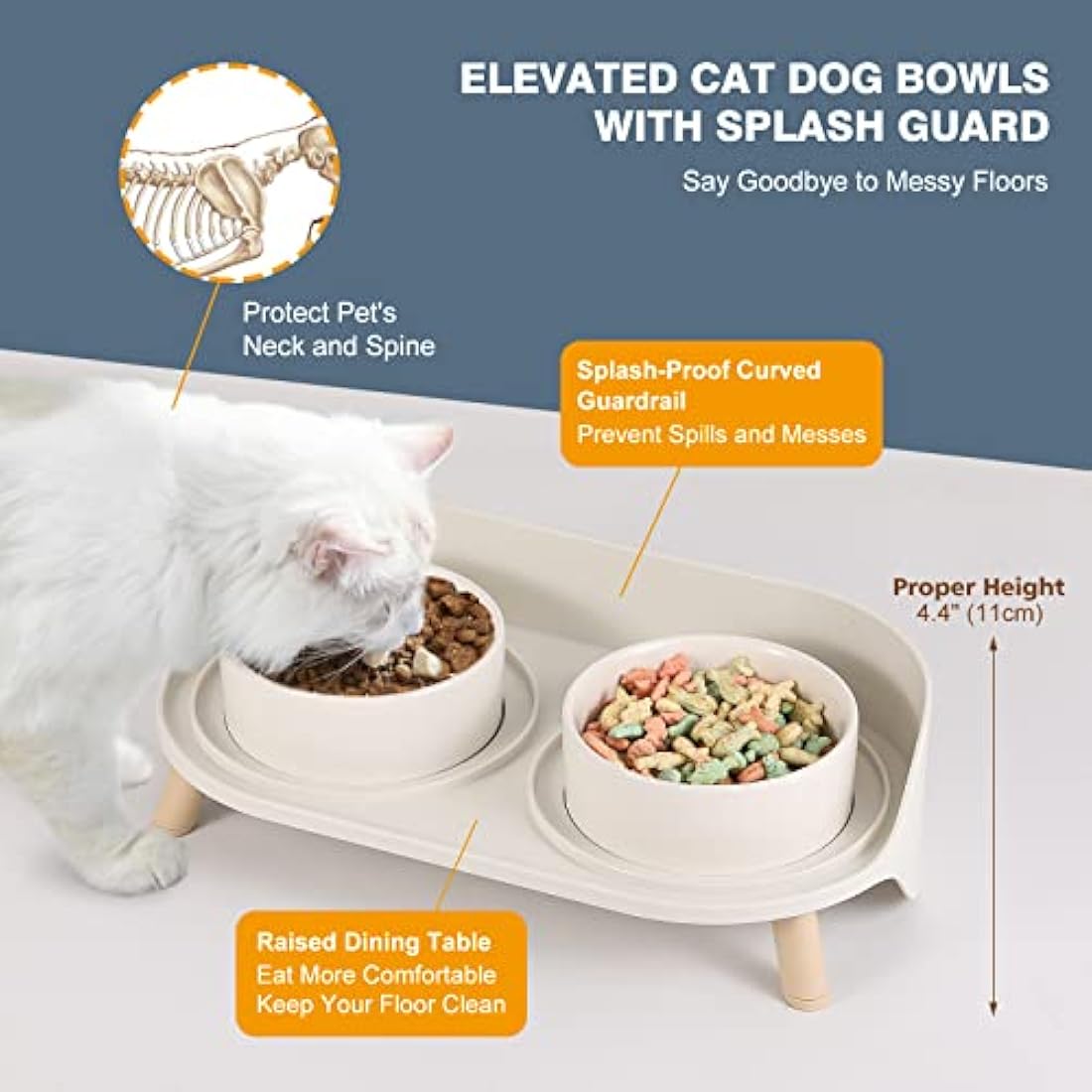 Raised Ceramic Cat Bowl Set – Elevated Non-Slip Pet Feeder
