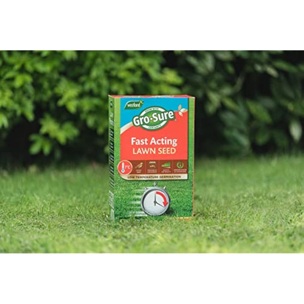 Gro-Sure Fast Acting Grass Lawn Seed – 900g Blue Coated Seed for 30m2