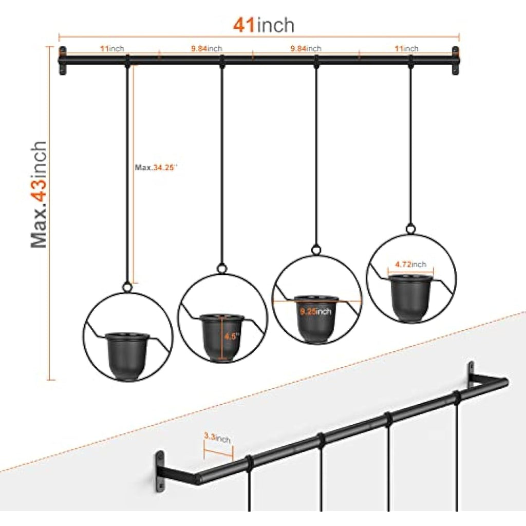 Mutool Hanging Planter Pots – 4 Pack Modern Indoor Wall & Ceiling Holders