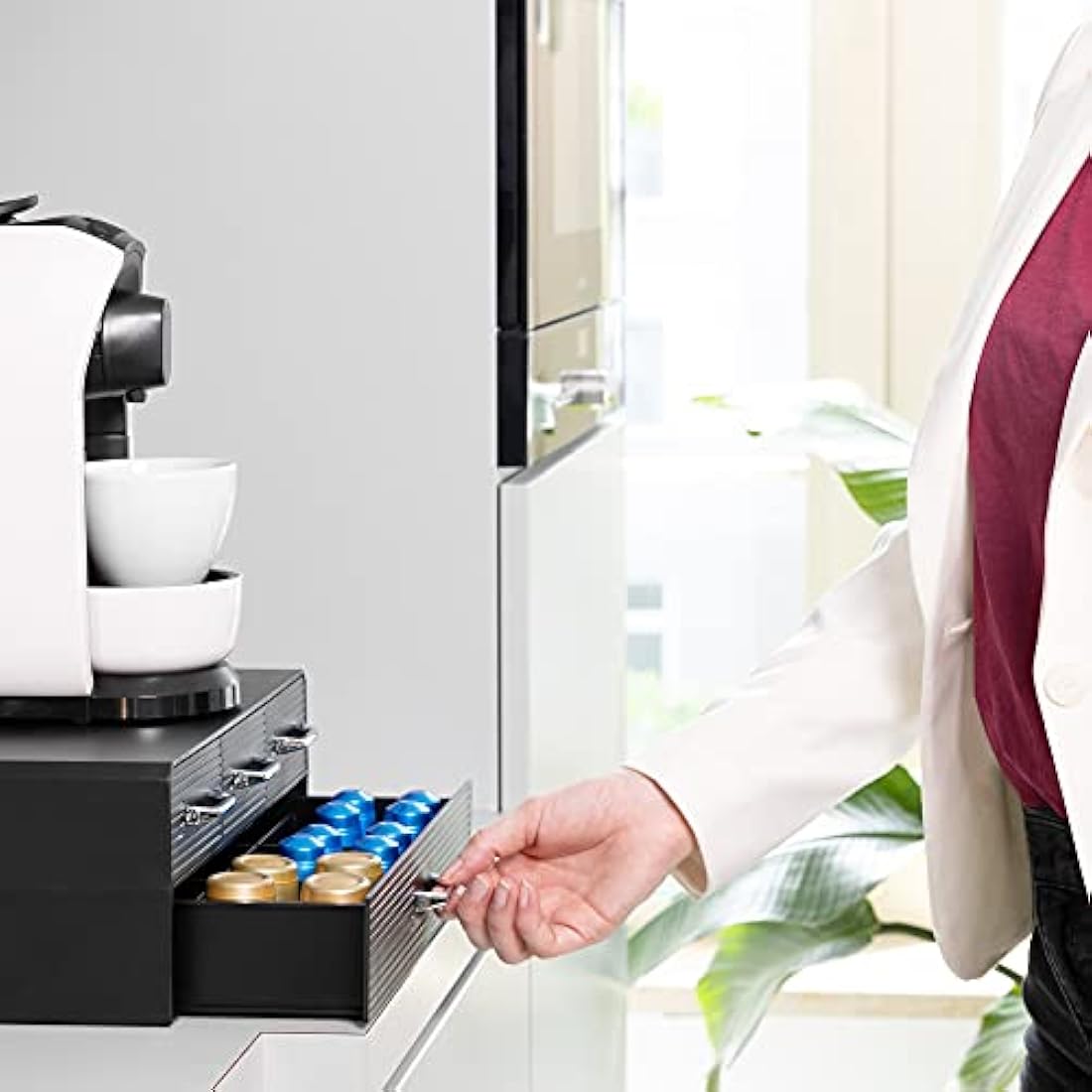 Navaris Coffee Pod Holder – 4 Drawer Capsule Storage for Nespresso & K-Cups