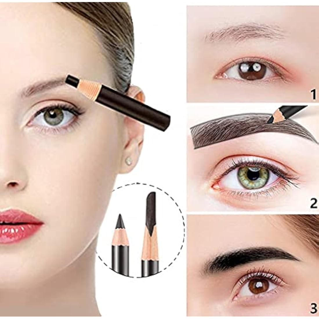 12-Piece Black Eyebrow and Eyeliner Pencil Set - Waterproof