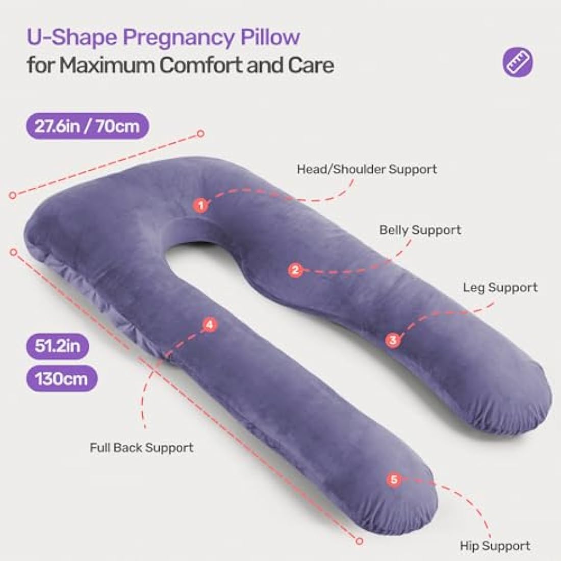 Nuliie U-Shaped Pregnancy Pillow | Full Body Maternity Support – Purple